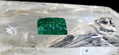 Zambia Emerald Carved Rectangle Gemstone Ring Pendant 7.56 Ct Design