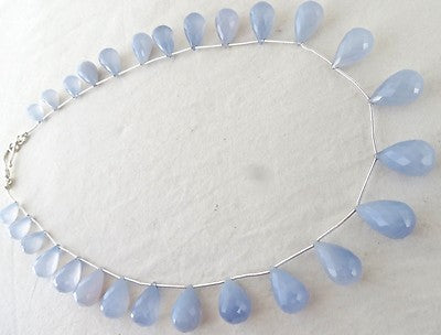 Blue Chalcedony 330 Ct Venetian Necklace 925 Sterling Silver For Wedding