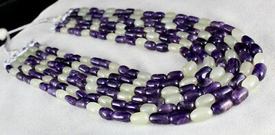 Natural Multi Jade Amethyst 1104ct Beads Fashion Gemstone Necklace