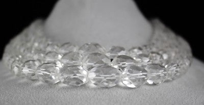 Natural White Rock Crystal Quartz Faceted Beads Necklace 3 L 1311 Ct Gemstone