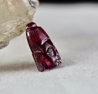 Natural Pink Tourmaline Rubellite 13.80ct Carved Buddha Gemstone Pendant Ring
