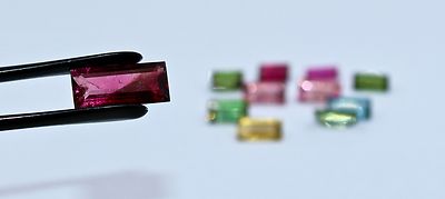 Certified Fine Natural Multi Tourmaline Baguette Cut 11 Pcs 9.78 Ct Gem Design
