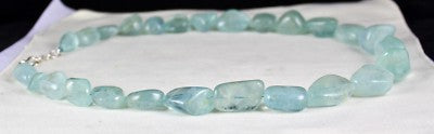 Certified Natural Blue Aquamarine 1471 Ct Sterling Silver Gemstone Necklace