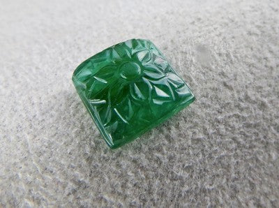 Certified Natural Zambia Emerald Carved Square 12x12mm 7 Ct Gemstone For Ring