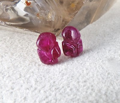 Certified Ruby Engraved Leaves 7.40 Ct Loose Gemstone Pair Earring