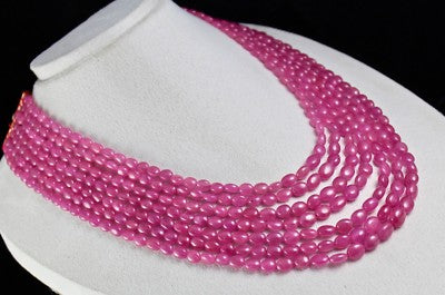 Certified Natural Ruby Beads 1028 Ct Pink Gemstone Cocktail Necklace 7 L