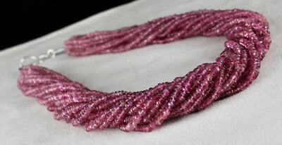 Certified Natural Pink Tourmaline 917ct Beaded Necklace Sterling Silver Clasp