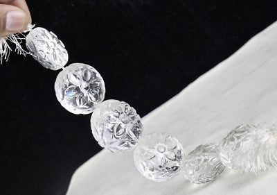 Natural White Rock Crystal Quartz Beads Carved 6 Pc 1190 Ct Gemstone Design