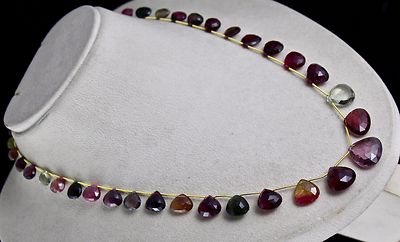 Certified Multi Watermelon Tourmaline 189 Ct Heart Tear Drops Gemstone Necklace