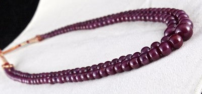 Certified Natural Ruby Beads Round 432 Ct Red Gemstone Necklace For Women