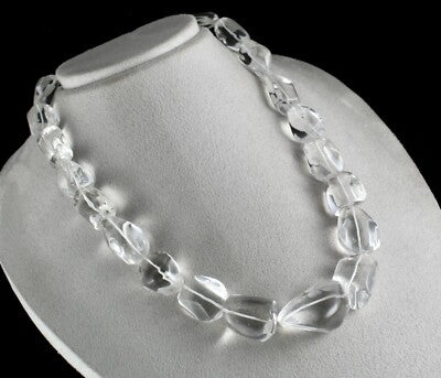 Natural Rock Crystal Quartz 1005 Ct Beads Cabochon Gemstone Necklace