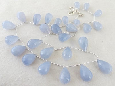Blue Chalcedony 330 Ct Venetian Necklace 925 Sterling Silver For Wedding