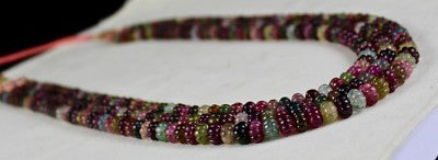 Certified Natural Vintage 737ct Multi Tourmaline Melon Engraved Beaded Necklace