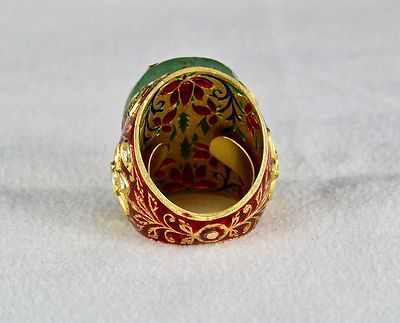 Certified Natural Colombian Emerald 132.50ct 22k Gold Jadau Diamond Ladies Ring