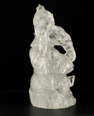 Certified Natural Rock Crystal Quartz 32925 Ct 11" Lord Ganesha Statue Decor