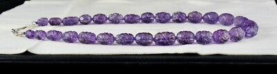 Certified Antique Engraved Amethyst 511 Ct Sterling Silver Long Necklace