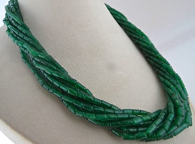 Natural Green Quartz 690 Carats Aventurine Beads 11 Line Gemstone Necklace