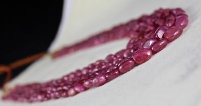 Certified Fashion Necklace Natural Ruby Beads Cabochon 627 Ct 6 Line