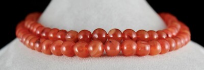 Natural Carnelian 862 Ct Beads Round Gemstone Necklace 2 Line Important