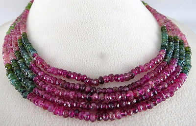 Natural Multi Tourmaline 5 L Faceted Round Beads Necklace 289 Ct