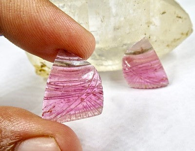 Natural Multi Colour Tourmaline Carved Gemstone 15.93ct For Earring