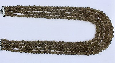 Natural Smoky Quartz Carved Beads Melon Necklace 762 Ct Antique Gemstone