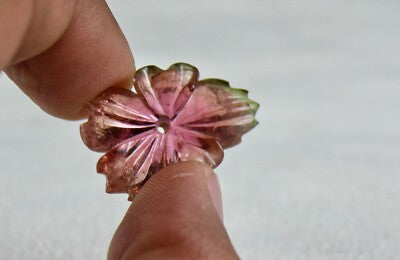 Certified Natural Multi Tourmaline 20.15 Ct Carved Flower Gemstone Loose Pendant