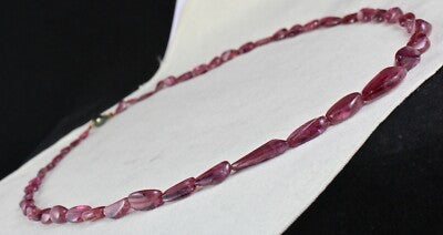 Certified 27" Long Natural Pink Tourmaline Beads 311 Ct Gemstone Necklace