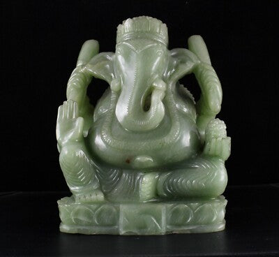 Certified Lord Ganesha Natural Aventurine 22700 Ct Green Jade Home Decor Statue