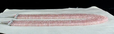 Natural Pink Rose Quartz 749 Ct Beads Gemstone Fashion Necklace 6 Line