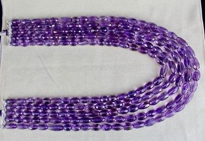 Certified Natural Amethyst 1619 Ct Oval Faceted Beads Fashion Necklace For Women