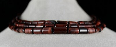 Natural Red Tiger Eye 545ct Fancy 3 Line Ladies Gemstone Necklace