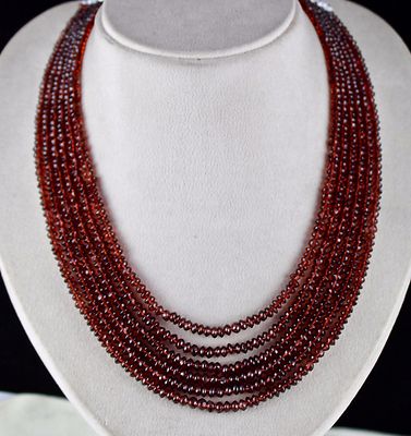 Natural Red Garnet 6mm L 523 Ct Round Gemstone Beaded Necklace Accessories
