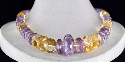 Natural Citrine Amethyst 875 Ct Faceted Beads Big Gemstone Fashion Necklace