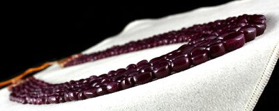 Certified Natural Untreated Ruby 782 Ct Tumble Long Beads Ladies Necklace