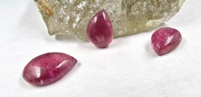 Certified Natural Tourmaline Rubellite 22.10ct Pear Cabochon Gemstone Set