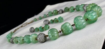 Certified Natural Colombian Emerald 550 Ct Sterling Silver Necklace Earring Set