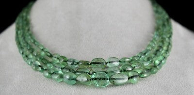 Certified Vintage Natural Emerald Beads Cabochon 376ct Gemstone Necklace