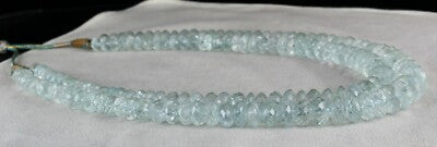 Certified Natural Aquamarine 972 Ct Blue Faceted Beaded Necklace 2 Line