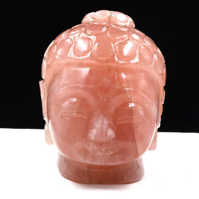 Natural Rose Quartz 6240 Ct Buddha Head Gemstone Statue Home Decor
