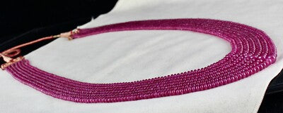 Certified Natural Ruby Beads Necklace Round 677ct 7 Line Classic Gemstone