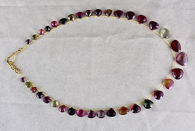 Certified Multi Watermelon Tourmaline 189 Ct Heart Tear Drops Gemstone Necklace
