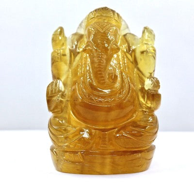 Brown Fluorite Gemstone 1930ct 3.25" Lord Ganesha Statue For Decor