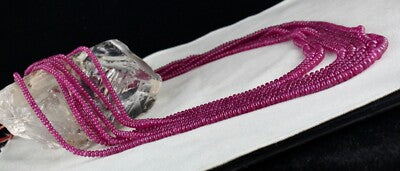 Certified Natural Ruby Beads Necklace Round 677ct 7 Line Classic Gemstone