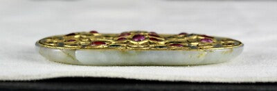 Certified Natural Diamond Mughal Nephrite Jade 10ct Gold Ruby Emerald Pendant