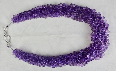 Certified Natural Amethyst Teardrop 1005 Ct Sterling Silver Party Necklace