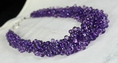 Certified Natural Amethyst Teardrop 1005 Ct Sterling Silver Party Necklace