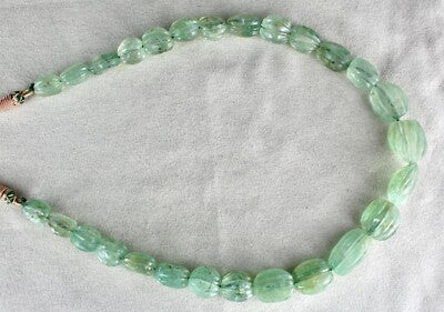 Certified Vintage Natural Emerald Carved 582 Ct Oval 25mm Rare Gemstone Necklace