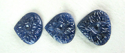 Certified Natural Blue Sapphire Carved Heart 65 Ct Earring Pendant Gemstone Set