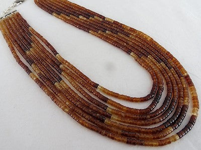 Certified Hessonite Garnet Shaded Button Necklace 1047 Ct Semi Precious Gemstone